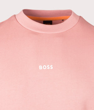 WeSmall Crew Sweatshirt in Open Pink by Boss. EQVVS Detail Shot.