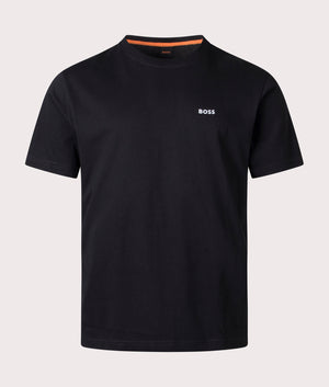 Relaxed Fit Te Coral T-Shirt in Black by Boss. EQVVS Front Angle Shot.