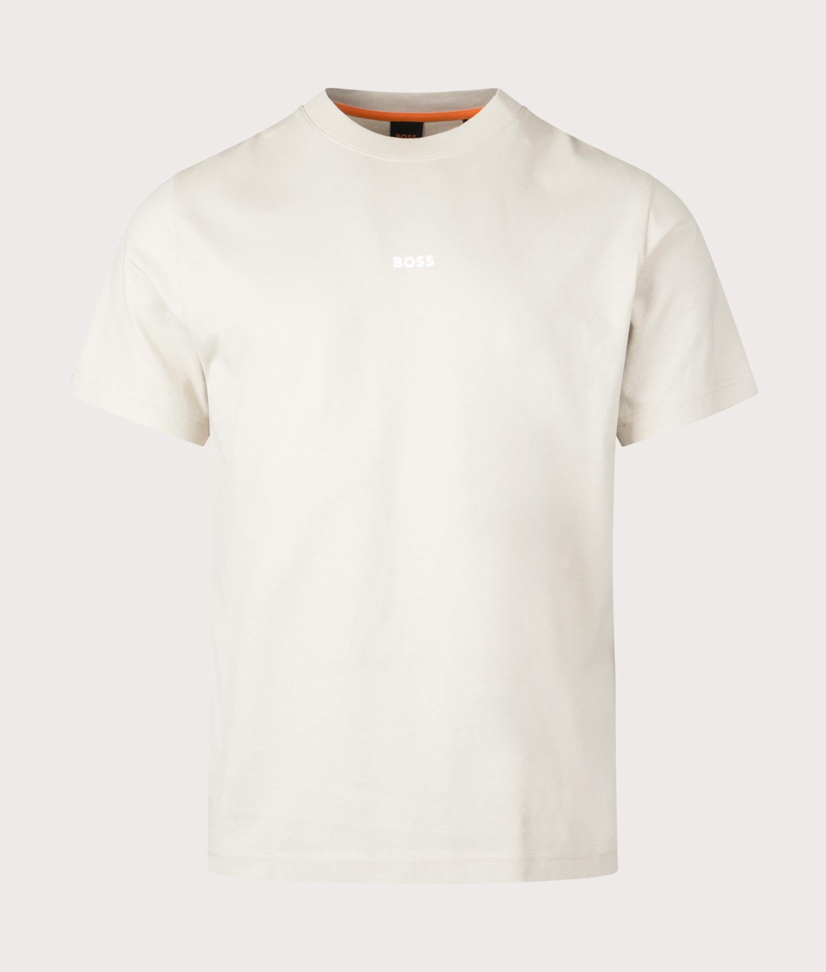 Te Vinyl T-Shirt in Light Beige by Boss. EQVVS Front Angle Shot.