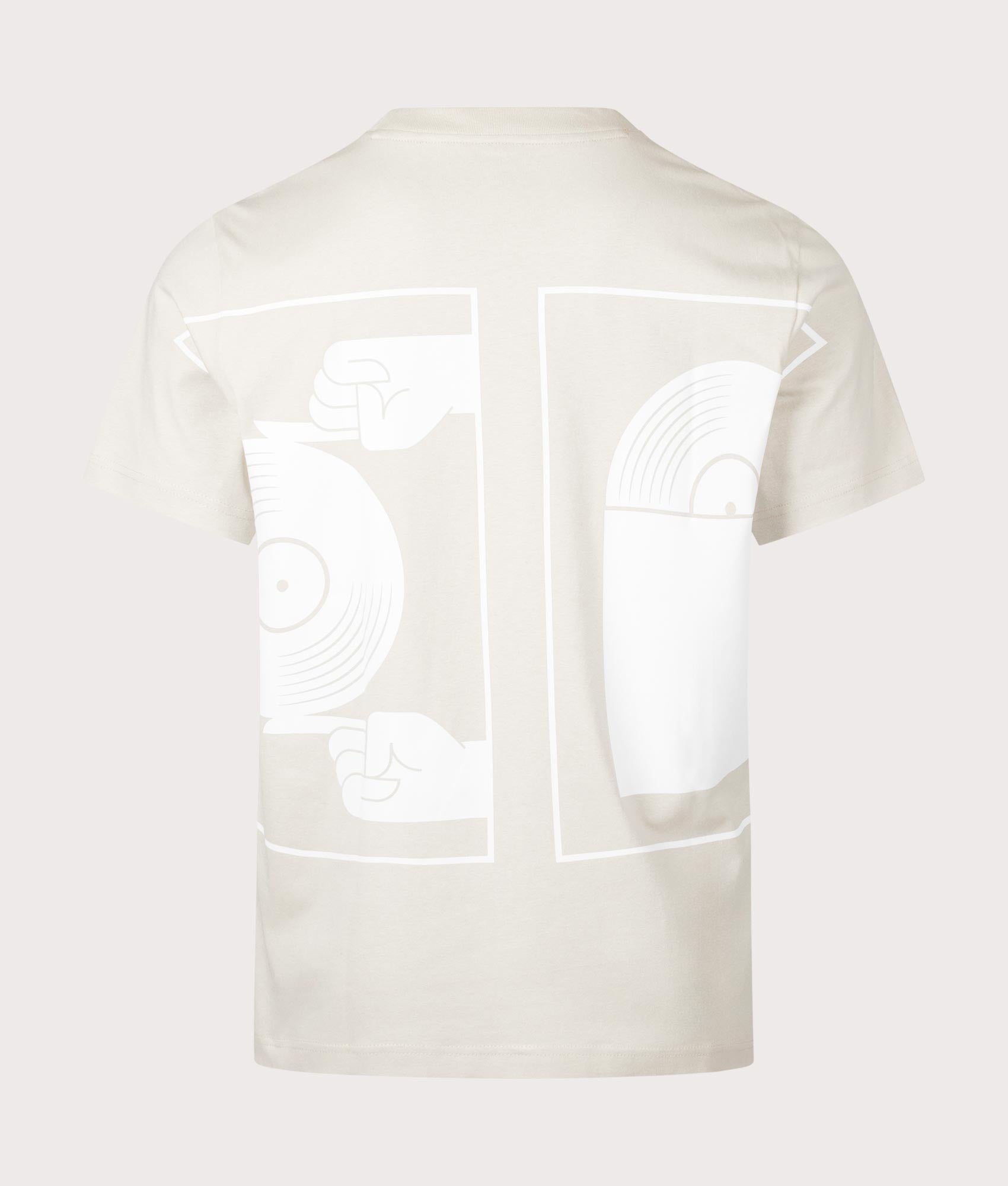 Te Vinyl T-Shirt in Light Beige by Boss. EQVVS Back Angle Shot.