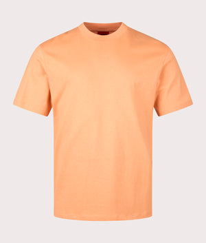 Relaxed Fit Dapolino T-Shirt in Medium Orange by Hugo. EQVVS Front Angle Shot.