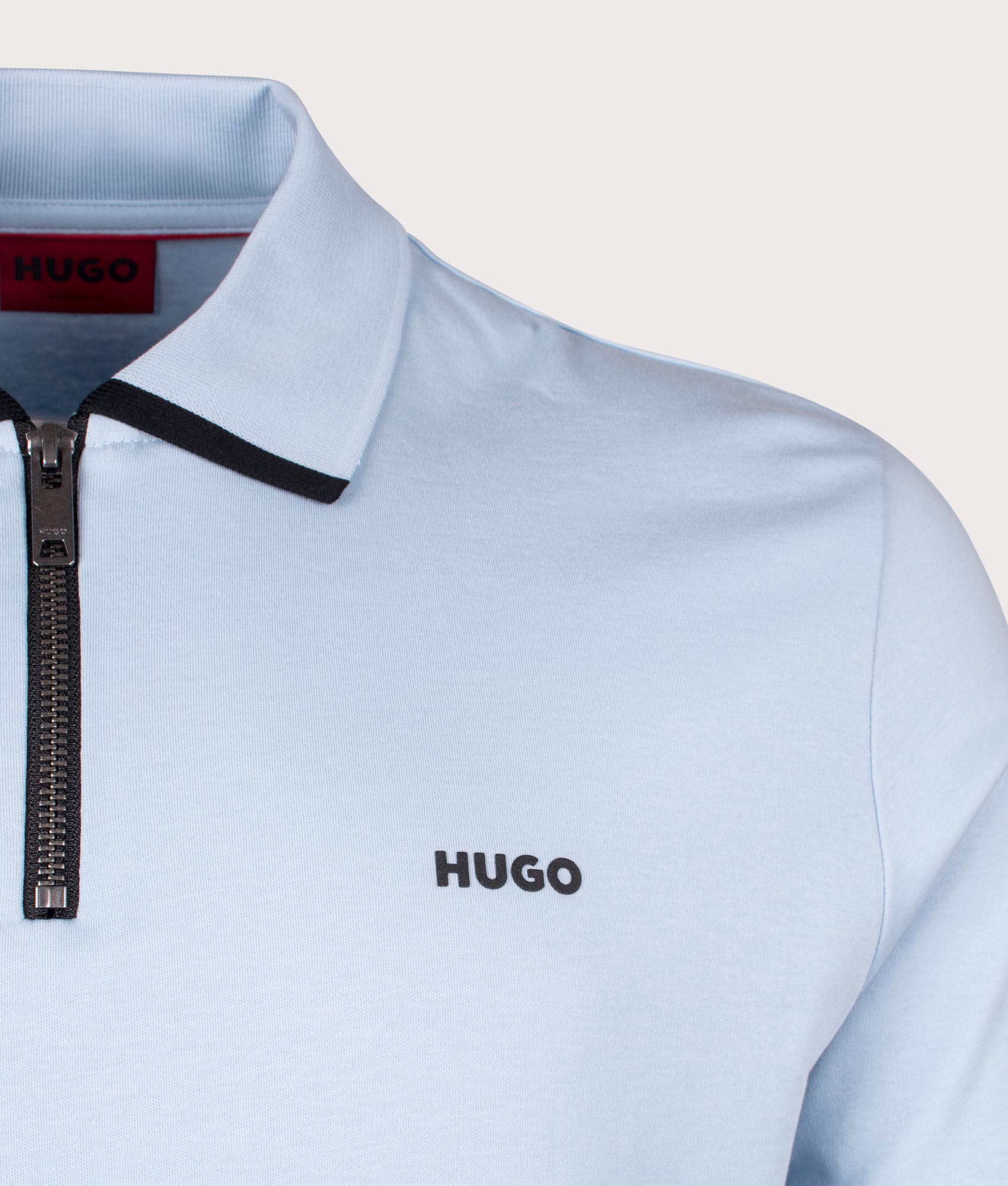 Dalomino Polo Shirt in Light Pastel Blue. EQVVS Detail Shot.