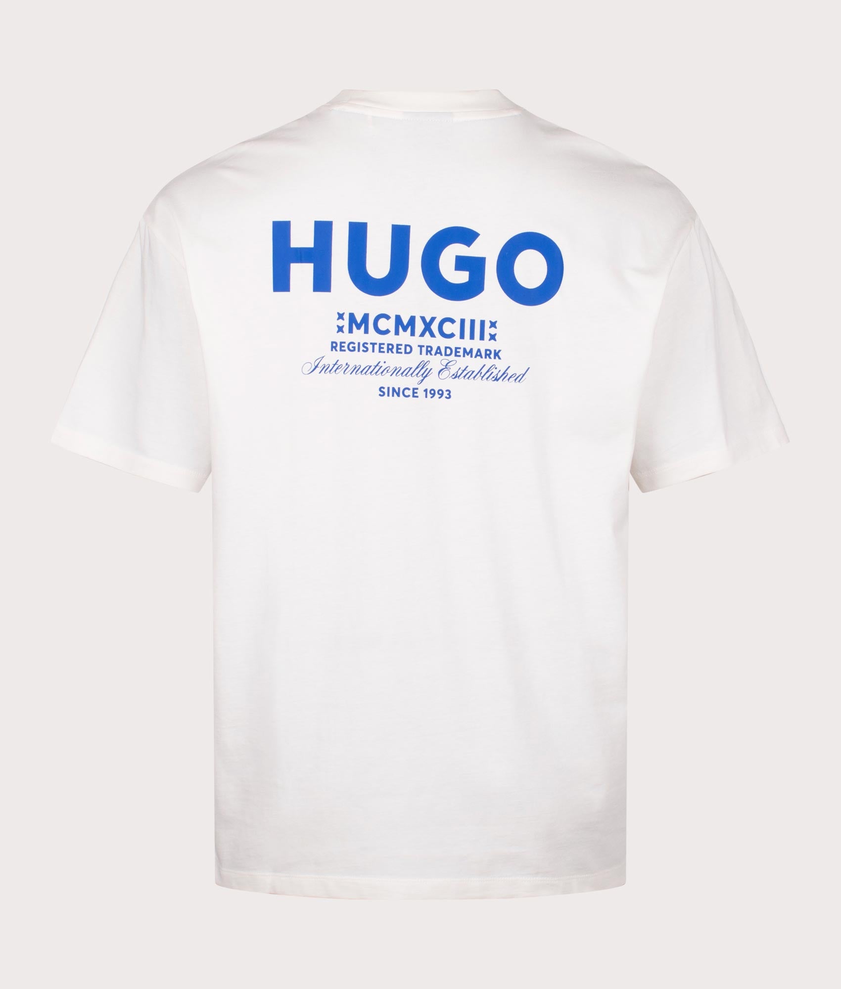 Relaxed Fit Nalono T-Shirt in White by Hugo. EQVVS Back Angle Shot.