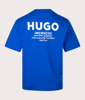 Relaxed Fit Nalono T-Shirt in Open Blue by Hugo. EQVVS Back Angle Shot.