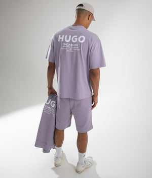 Relaxed Fit Nalono T-Shirt in Open Purple by Hugo. EQVVS Campaign Shot.