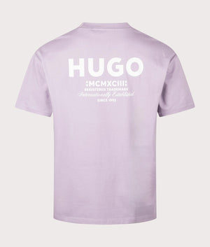 Relaxed Fit Nalono T-Shirt in Open Purple by Hugo. EQVVS Back Angle Shot.