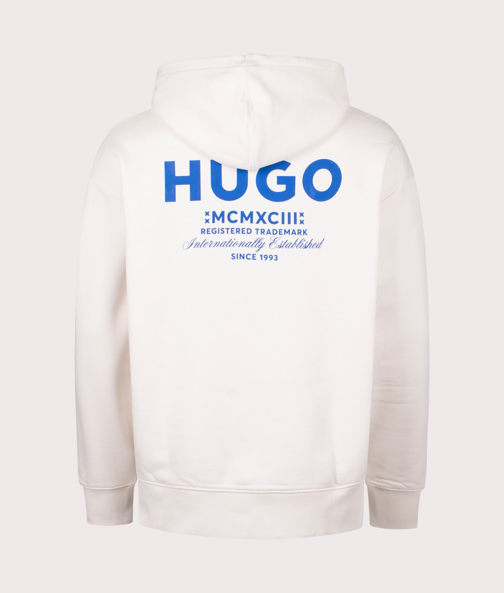 Relaxed Fit Nazardo Hoodie in Open White by Hugo. EQVVS Back Angle Shot.