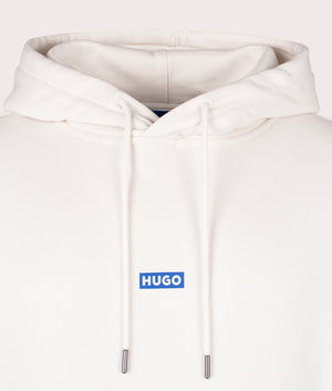 Relaxed Fit Nazardo Hoodie in Open White by Hugo. EQVVS Detail Shot.