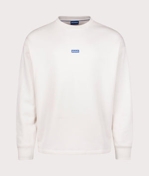 Naviu Sweatshirt in Open White by Hugo. EQVVS Front Angle Shot.