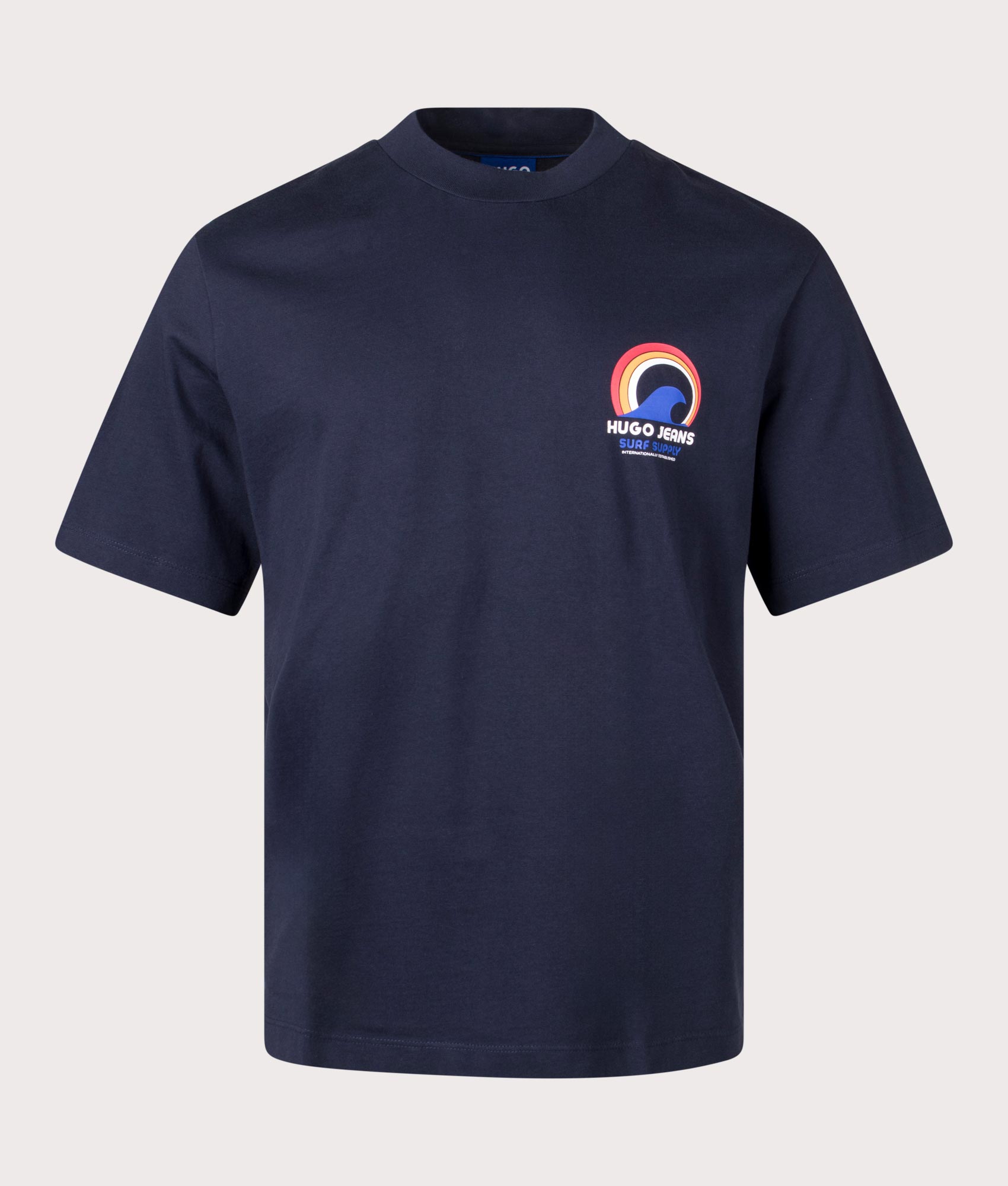 Nindli T-Shirt in Dark Blue by Hugo. EQVVS Front Angle Shot.