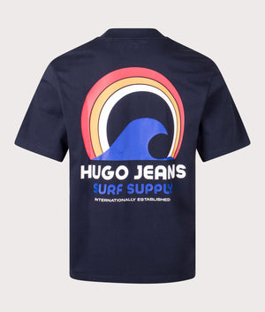 Nindli T-Shirt in Dark Blue by Hugo. EQVVS Back Angle Shot.