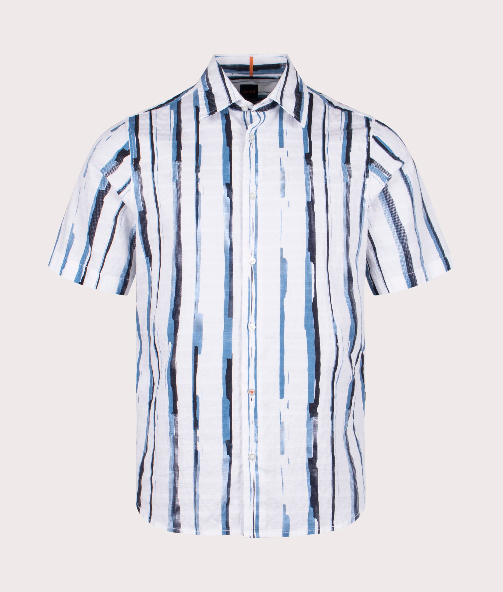 Rash 2 Short Sleeve Shirt in White by Boss. EQVVS Front Angle Shot.