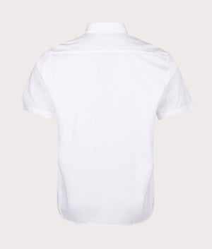 Motion Short Sleeve Shirt in White by Boss. EQVVS Back Angle Shot.