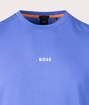 BOSS Relaxed Fit Tchup T-Shirt in Bright Purple Detail Shot at EQVVS