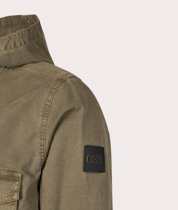 Loghy Overshirt in Open Green Khaki | BOSS | EQVVS Menswear