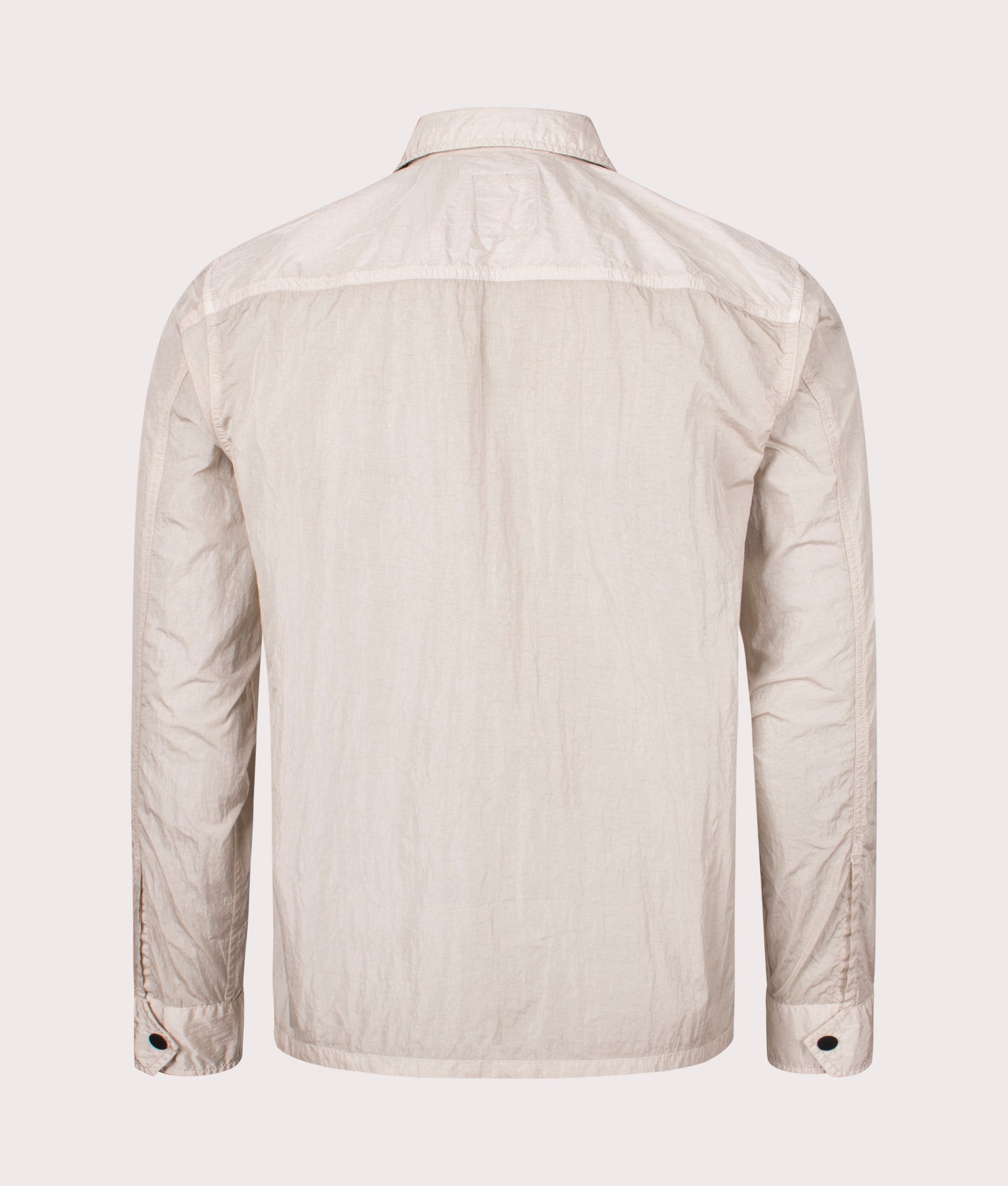 Boss orange Lovel Zip Through Overshirt in 271 light beige with arm branding back shot at EQVVS