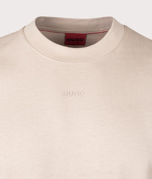 HUGO Relaxed Fit Dapolino T-Shirt in Medium Beige Detail Shot at EQVVS