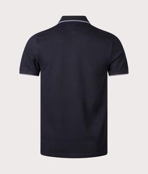BOSS Slim Fit Passertip Polo Shirt in Black Back Shot EQVVS