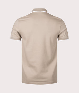 BOSS Slim Fit Passertip Polo Shirt in Open Brown back Shot at EQVVS