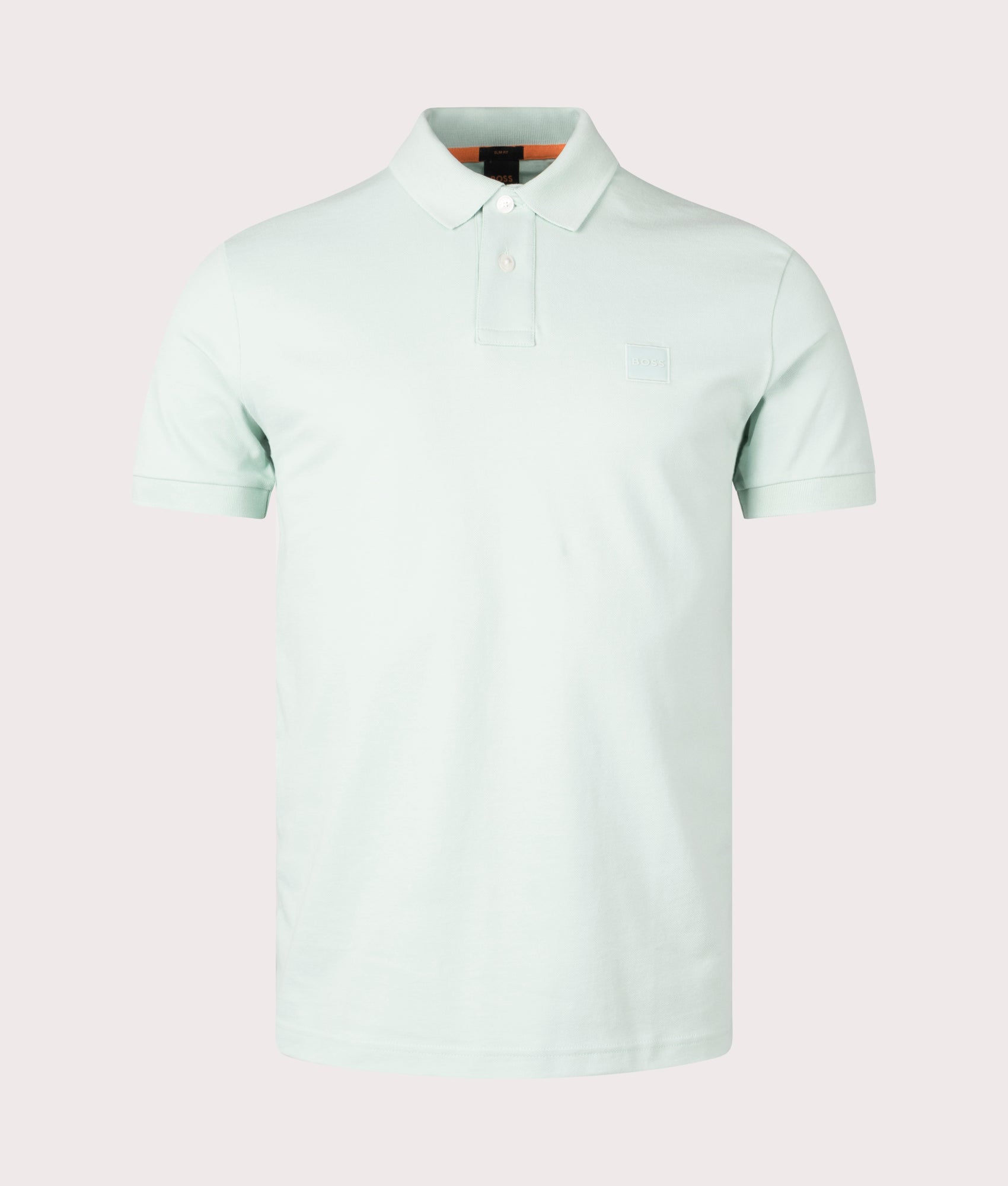 BOSS Slim Fit Passenger Polo Shirt in Turquoise & Aqua Front Shot at EQVVs