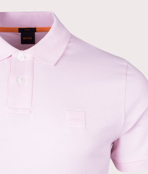 BOSS Slim Fit Passenger Polo Shirt in Light & Pastel Pink detail Shot EQVVS