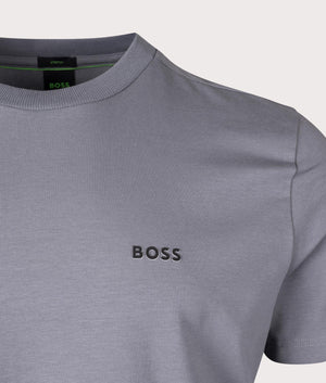 BOSS Tee T-Shirt in Medium Grey Detail Shot EQVVS