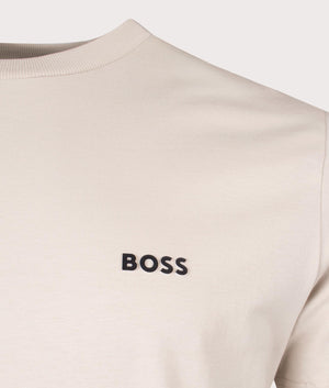 Boss green Tee T-Shirt in 271 light beige detail shot at EQVVS
