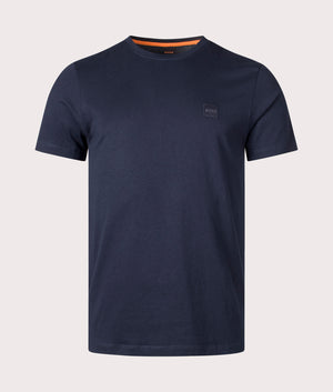 Boss Orange Relaxed Fit Tales T-Shirt in 404 dark blue with patch logo front shot at EQVVS