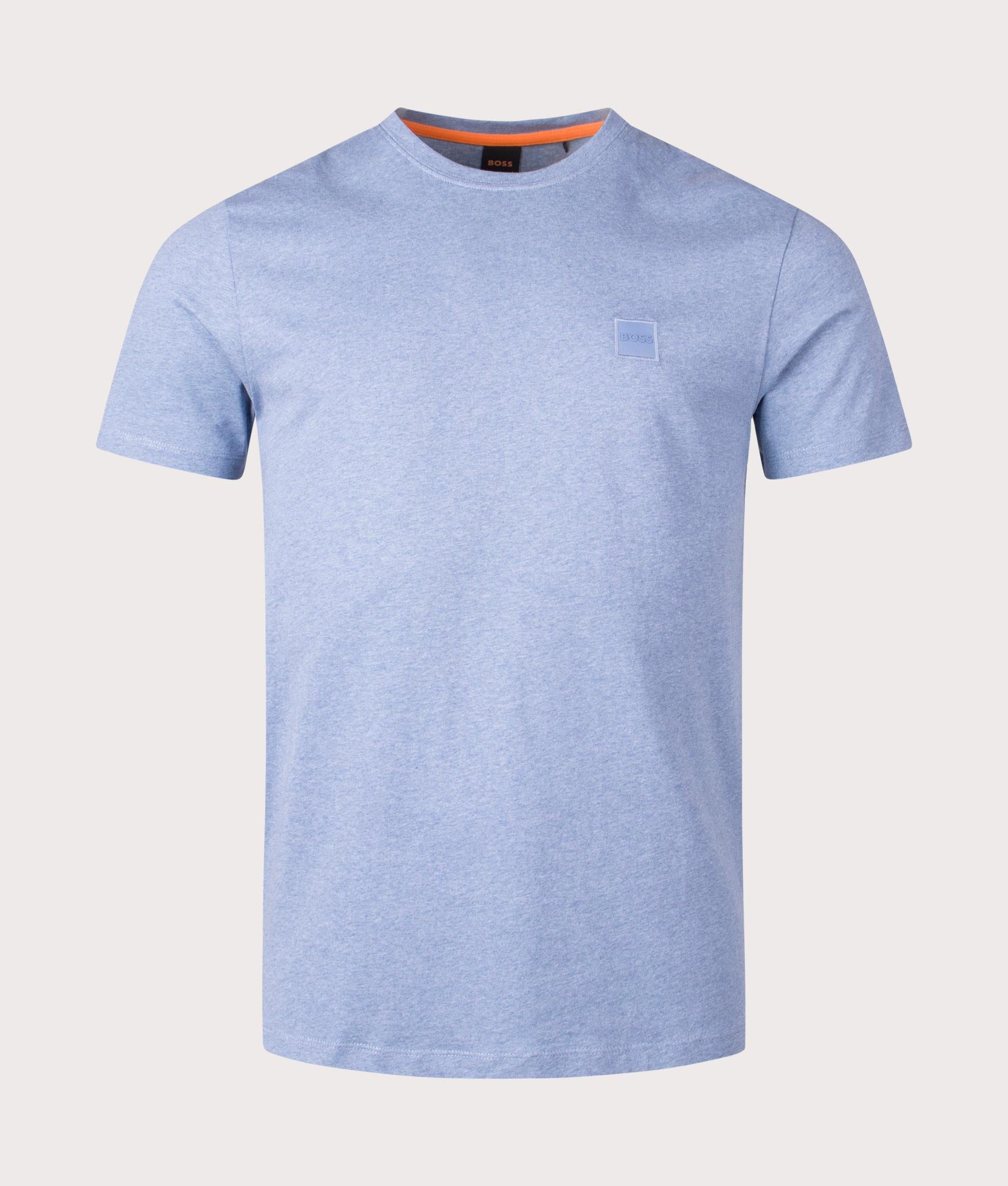 Tales T-Shirt in Open Blue by Boss. EQVVS Front Angle Shot.