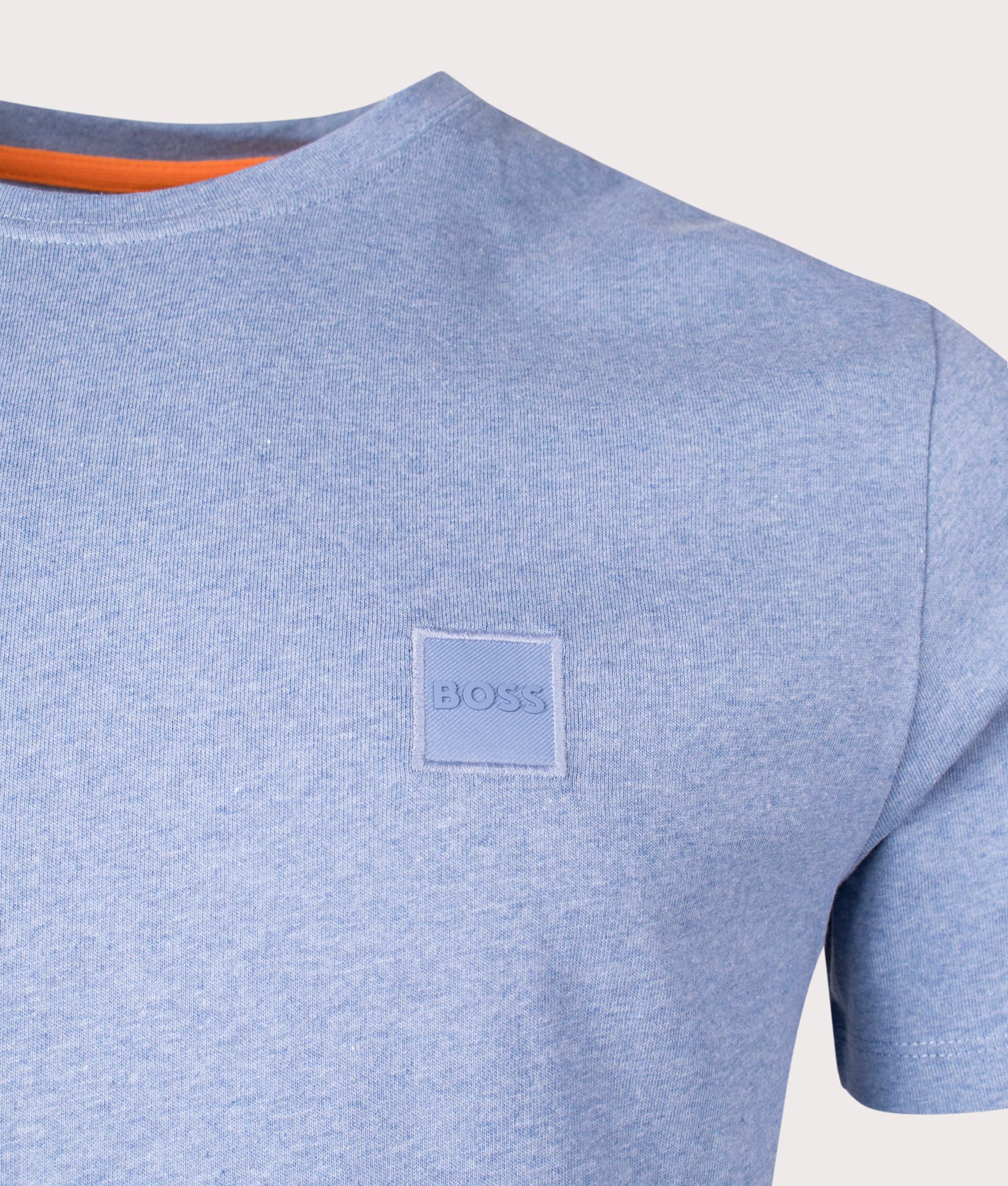 Tales T-Shirt in Open Blue by Boss. EQVVS Detail Shot.