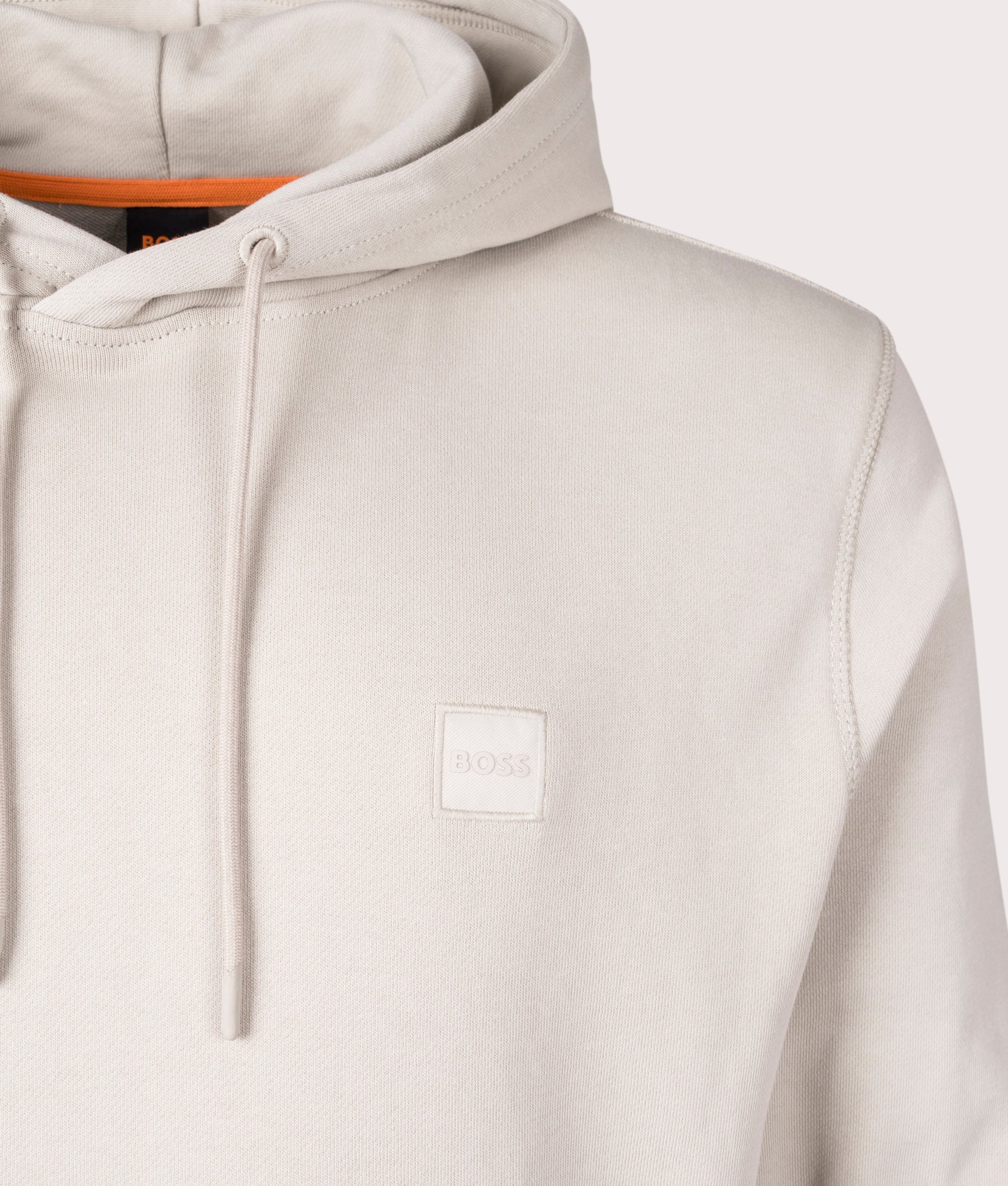 Wetalk Logo Patch Hoodie Light Beige, BOSS, EQVVS, Mannequin detail shot