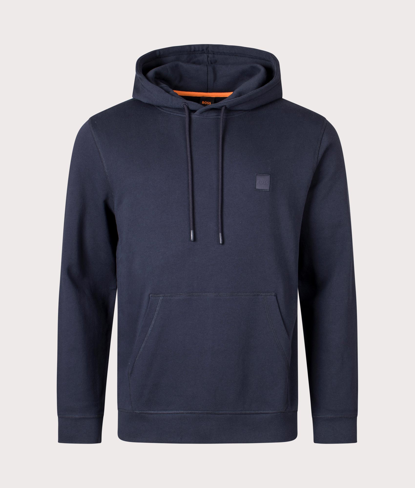 Boss Wetalk Hoodie in Dark Blue at EQVVS Menswear. Front shot.