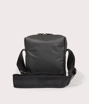 Iann Crossbody Bag in Black by Boss. EQVVS Back Angle Shot.