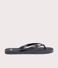 Tracy Branded Strap Flip Flops: 001 Black 