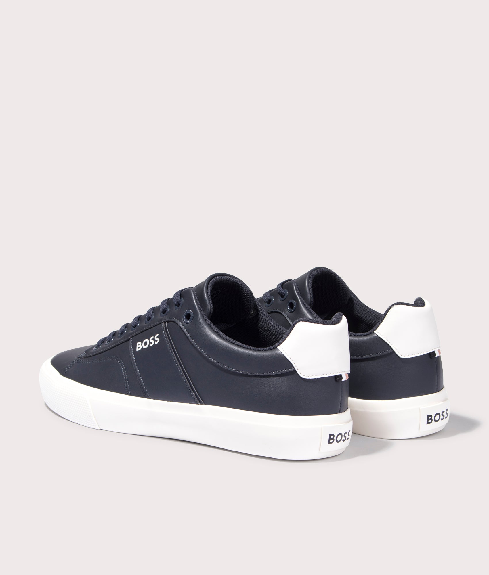 Aiden Tenn Trainers in Dark Blue by Boss. EQVVS Back Pair Shot.