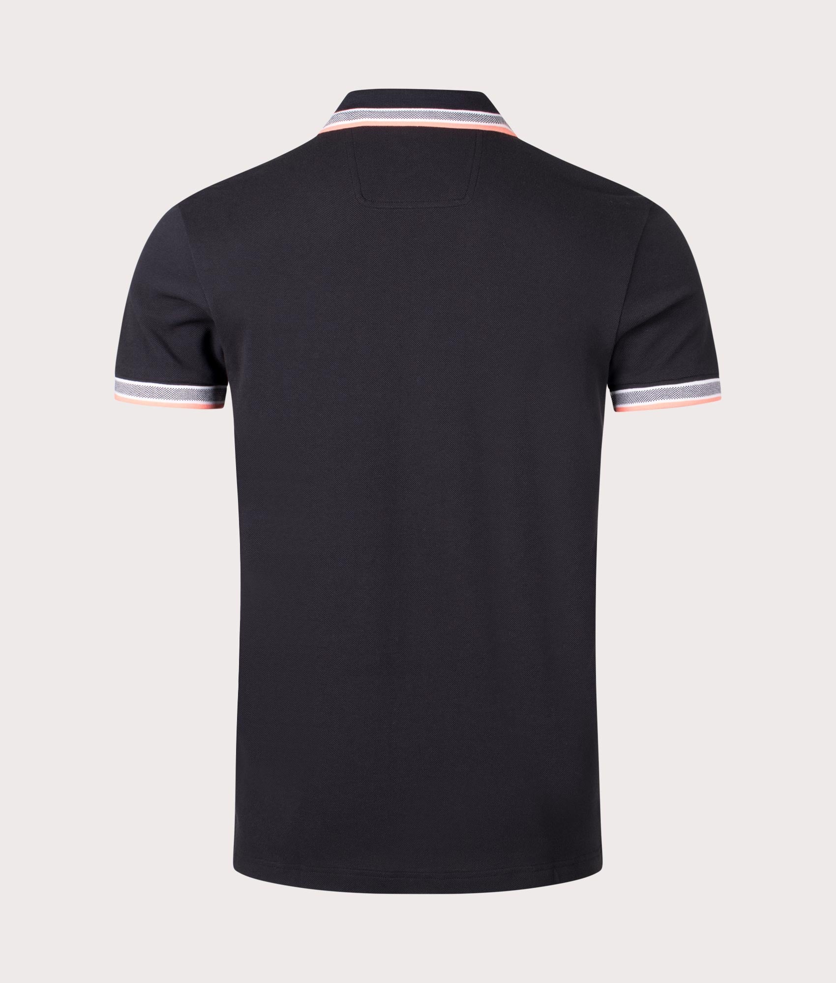 Paddy Polo Shirt in Black by Boss. EQVVS Back Angle Shot.