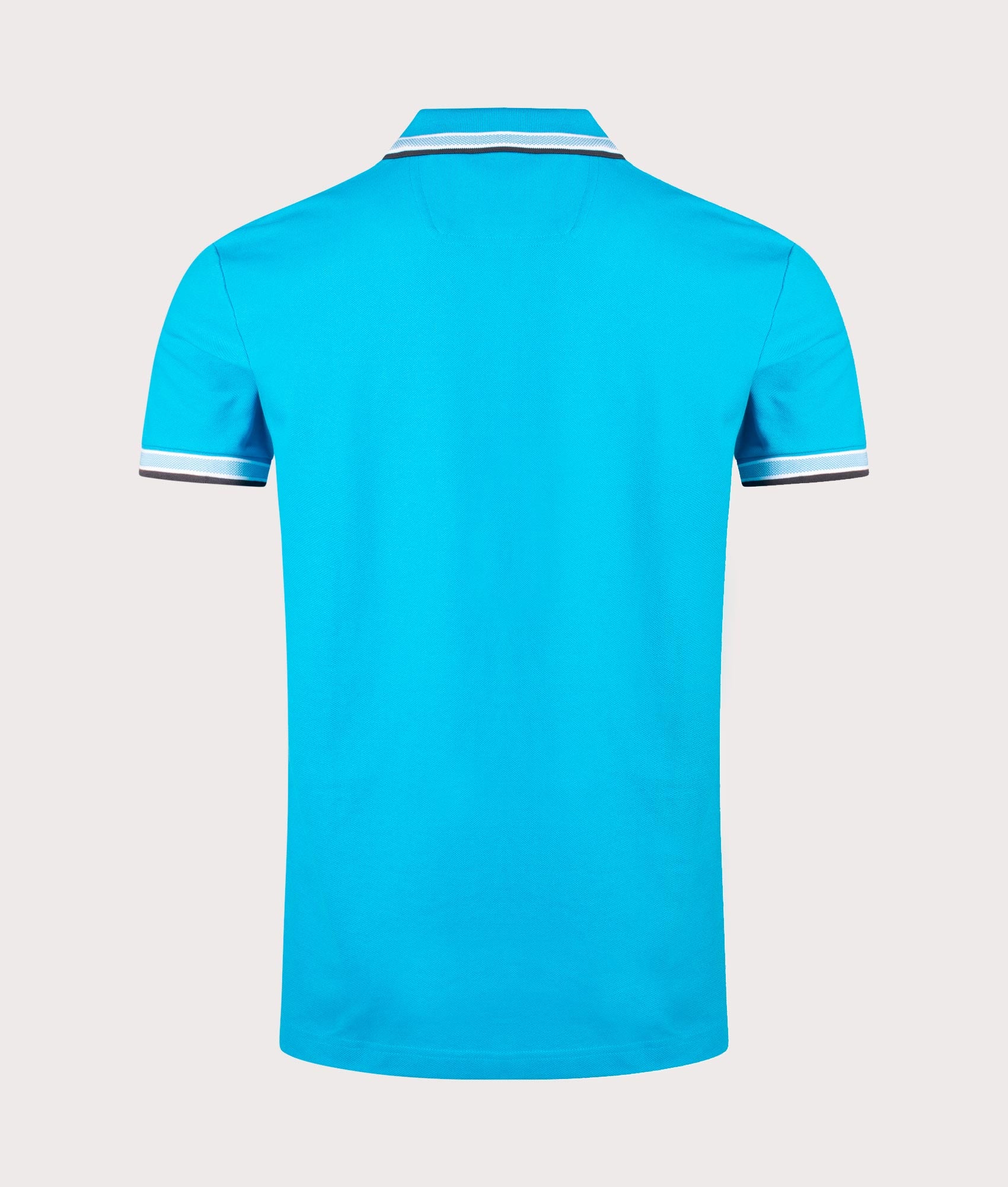 Paddy Polo Shirt in Turquoise Aqua by Boss. EQVVS Back Angle Shot.