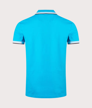 Paddy Polo Shirt in Turquoise Aqua by Boss. EQVVS Back Angle Shot.