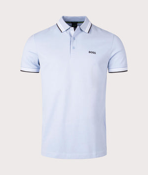 Paddy Polo Shirt in Bright Purple by Boss. EQVVS Front Angle Shot.