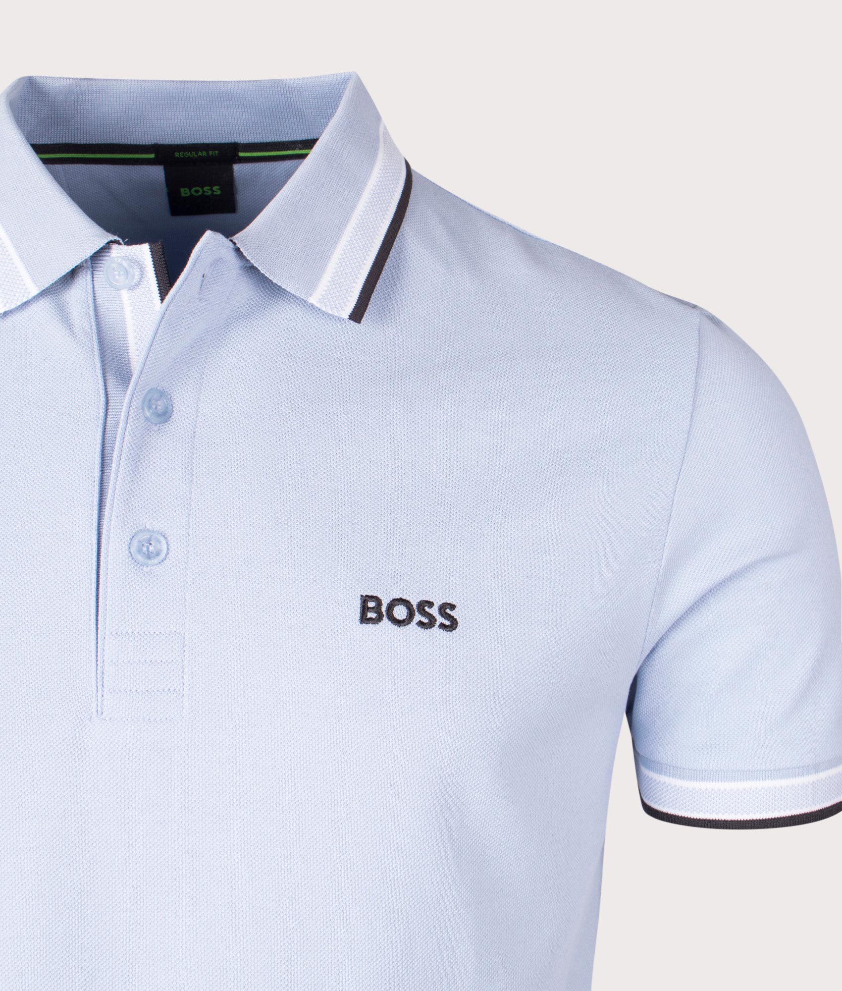 Paddy Polo Shirt in Bright Purple by Boss. EQVVS Detail Shot.