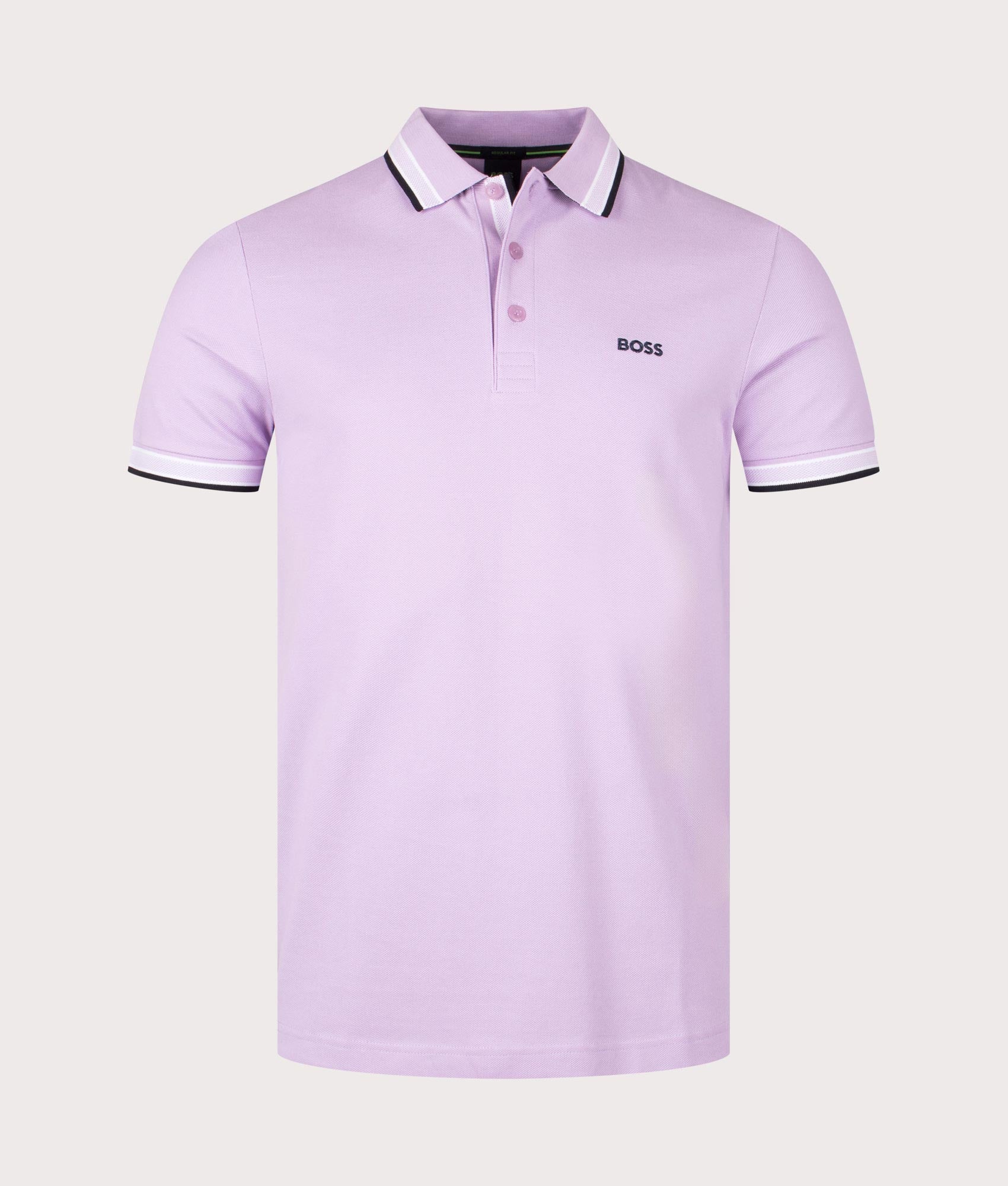 Paddy Polo Shirt in Open Purple by Boss. EQVVS Front Angle Shot.