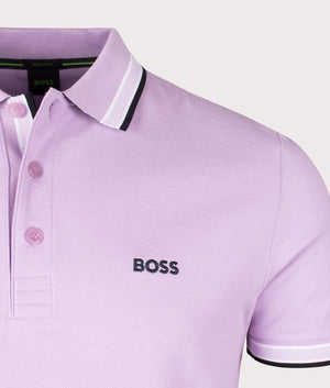Paddy Polo Shirt in Open Purple by Boss. EQVVS Detail Shot.