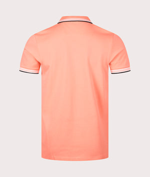 Paddy Polo Shirt in Open Red by Boss. EQVVS Back Angle Shot.