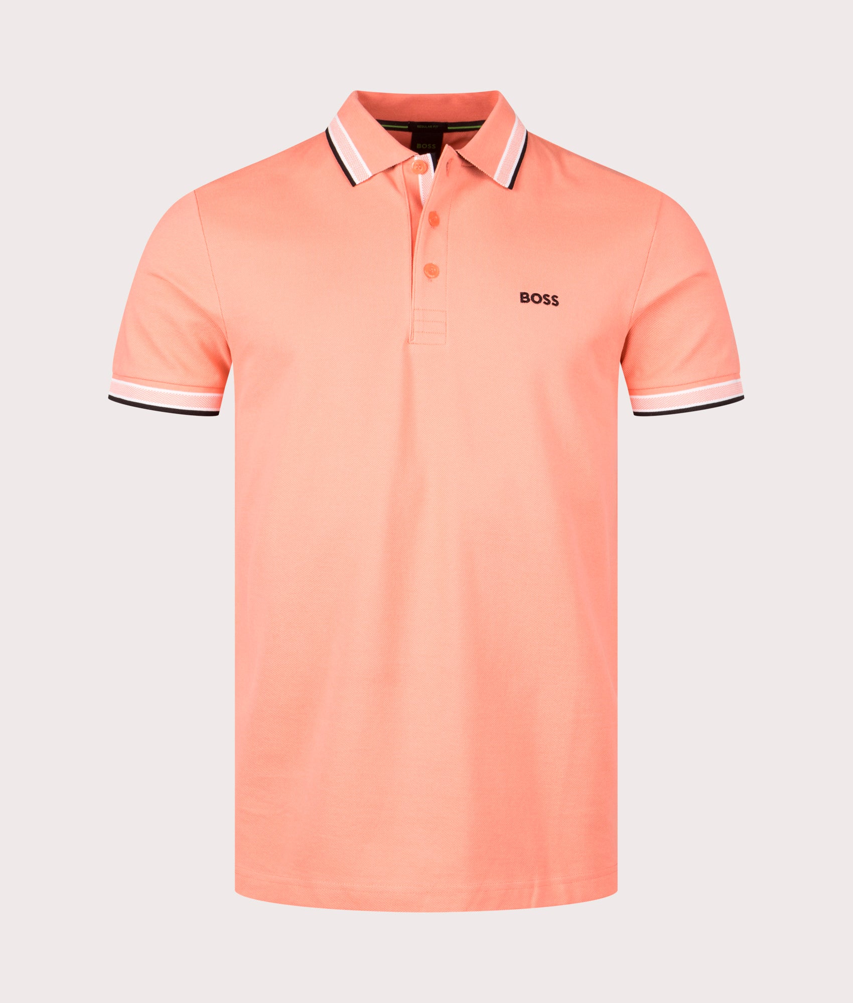 Paddy Polo Shirt in Open Red by Boss. EQVVS Front Angle Shot.