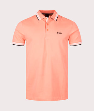 Paddy Polo Shirt in Open Red by Boss. EQVVS Front Angle Shot.