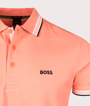 Paddy Polo Shirt in Open Red by Boss. EQVVS Detail Shot.