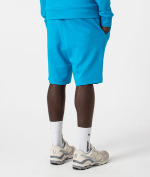 Regular Fit Headlo Sweat Shorts in Turquoise Aqua by Boss. EQVVS Back Angle Shot