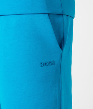 Regular Fit Headlo Sweat Shorts in Turquoise Aqua by Boss. EQVVS Detail Shot