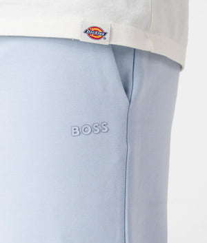 Regular Fit Headlo Sweat Shorts in Bright Purple by Boss. EQVVS Detail Shot.