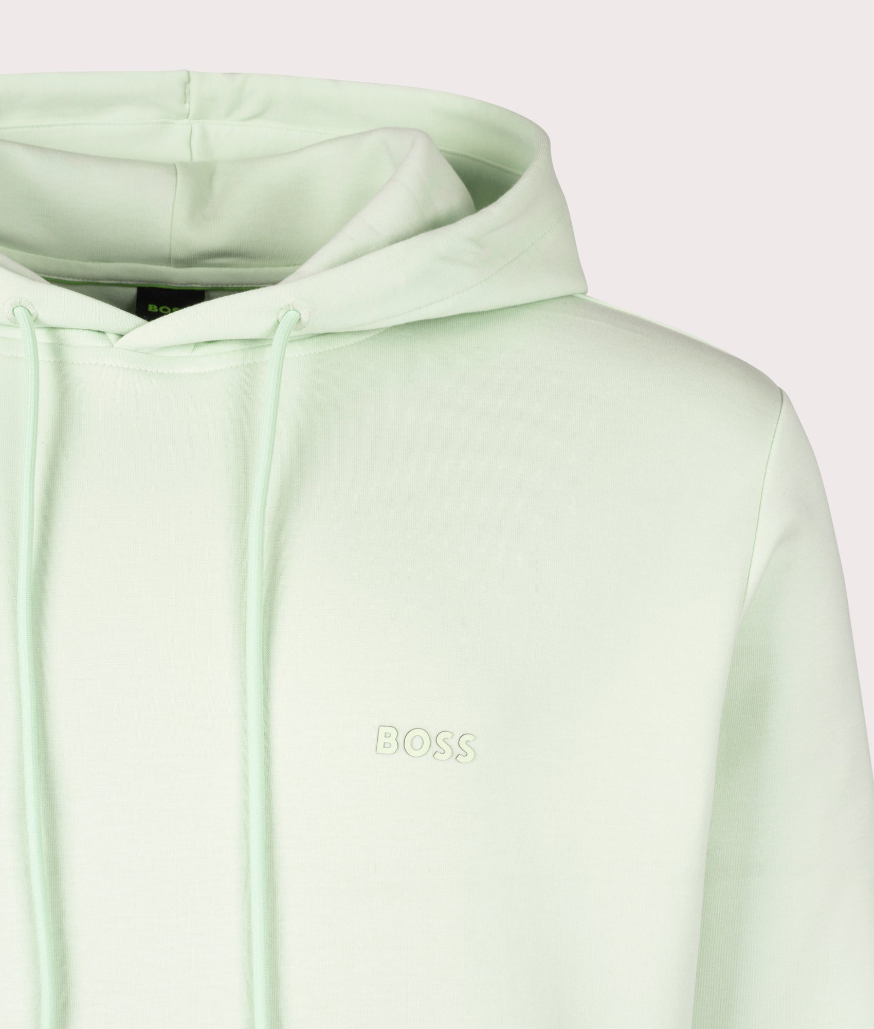 Soody Hoodie in Open Green by Boss. EQVVS Detail Shot.